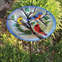 Songbird Embossed Glass Birdbaths